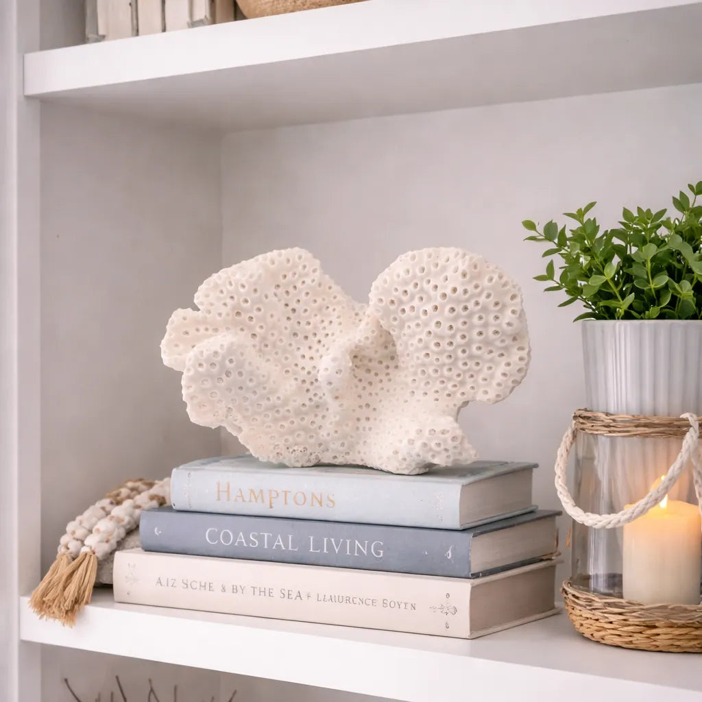 Vintage White/Black Cup Coral – TUBASTREA MICRANTHA– Natural Coastal Decor 9.5"