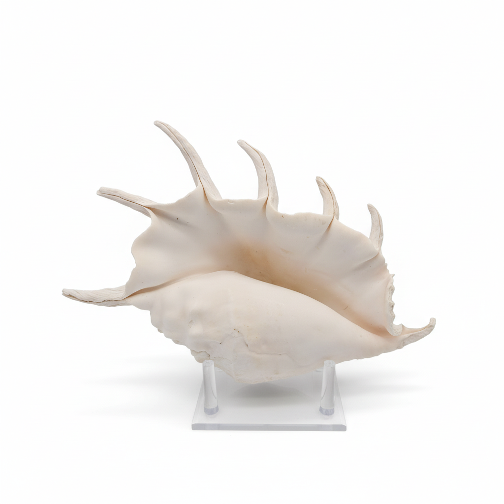 White Lambis Truncata Shell (Lambis truncata) – 11" on a white background