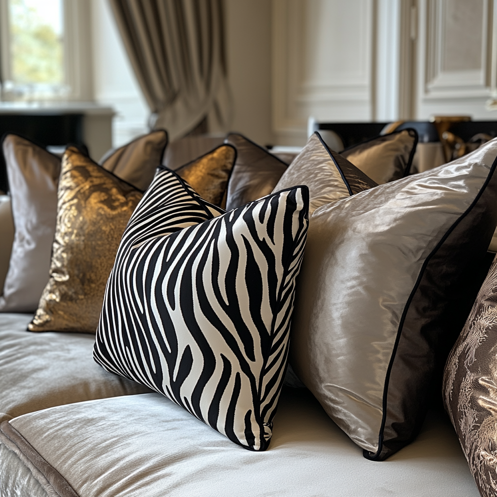 A collection of luxury throw pillows