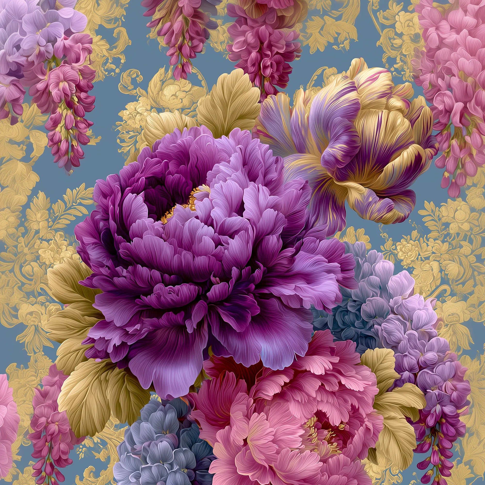 Botanica Collection by House of Jewel Chintz featuring heirloom-inspired floral wall art with peonies, hydrangeas, and romantic botanical blooms.