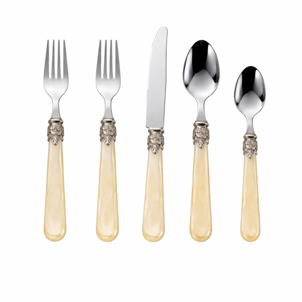 Ivory Pearlized Five Piece Flatware Set