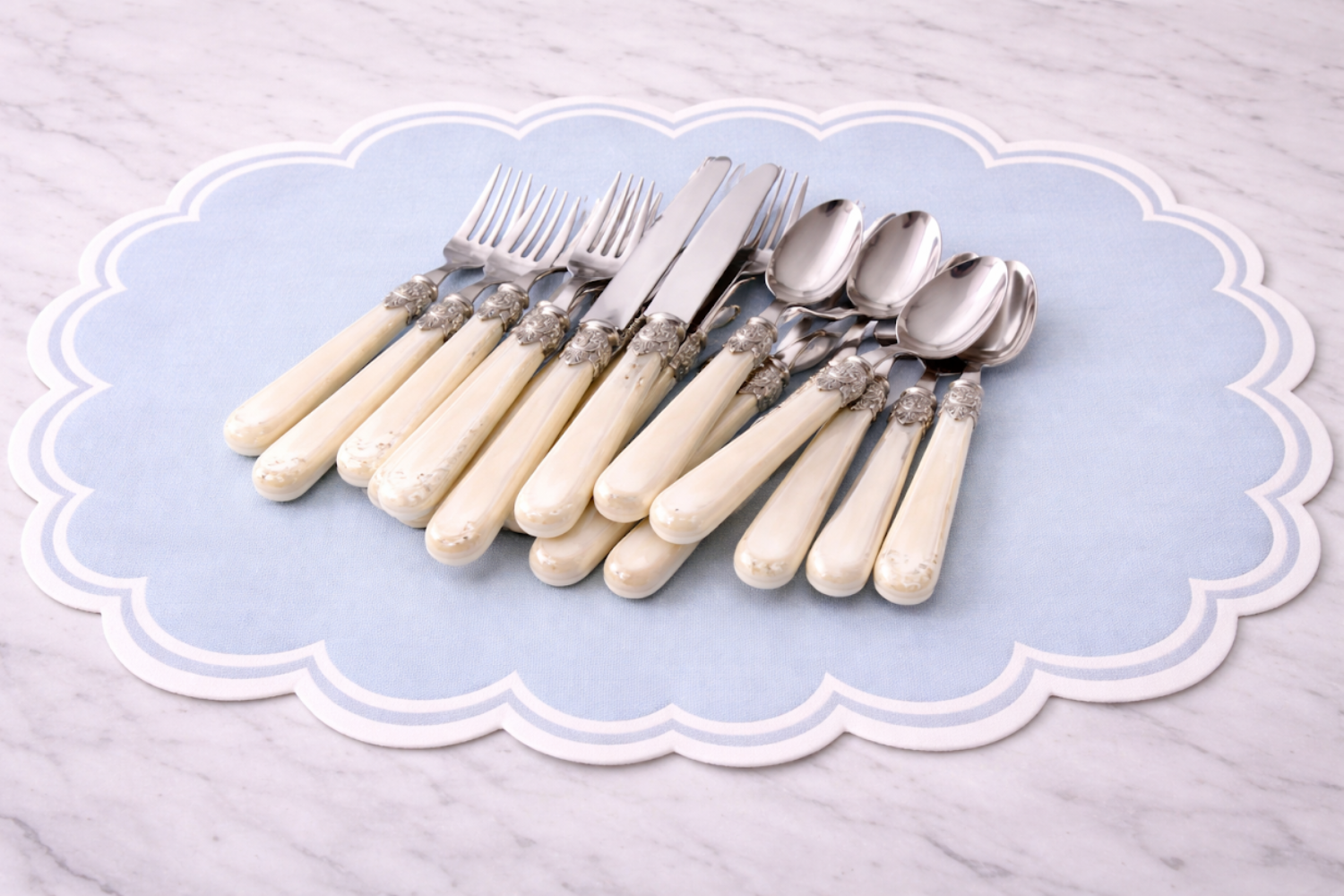Ivory Pearlized Five Piece Flatware Set