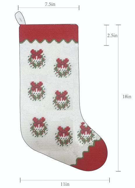 The Christmas Wreath Needlepoint Stocking (2 Sizes)