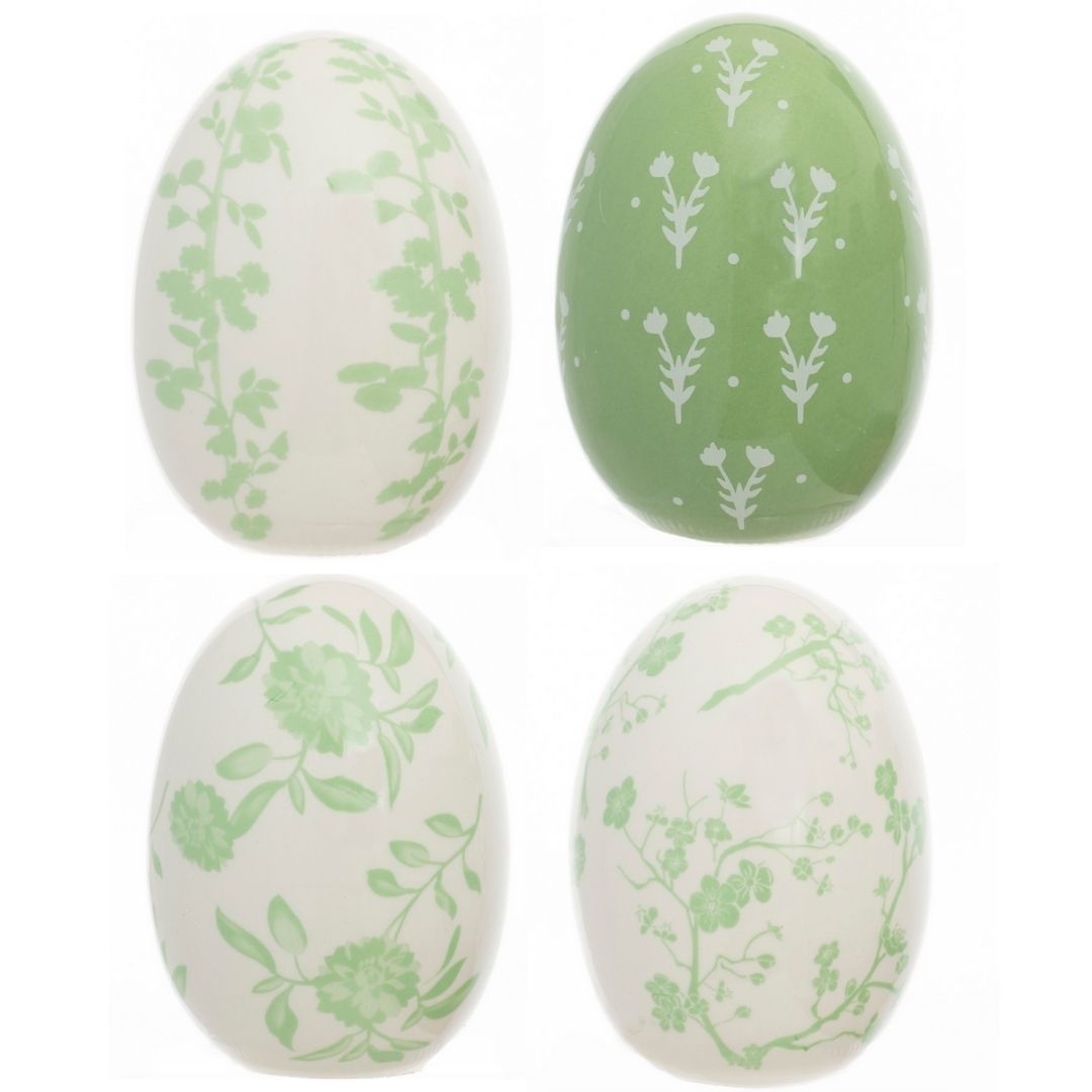 Green & WHITE PORCELAIN EGGS