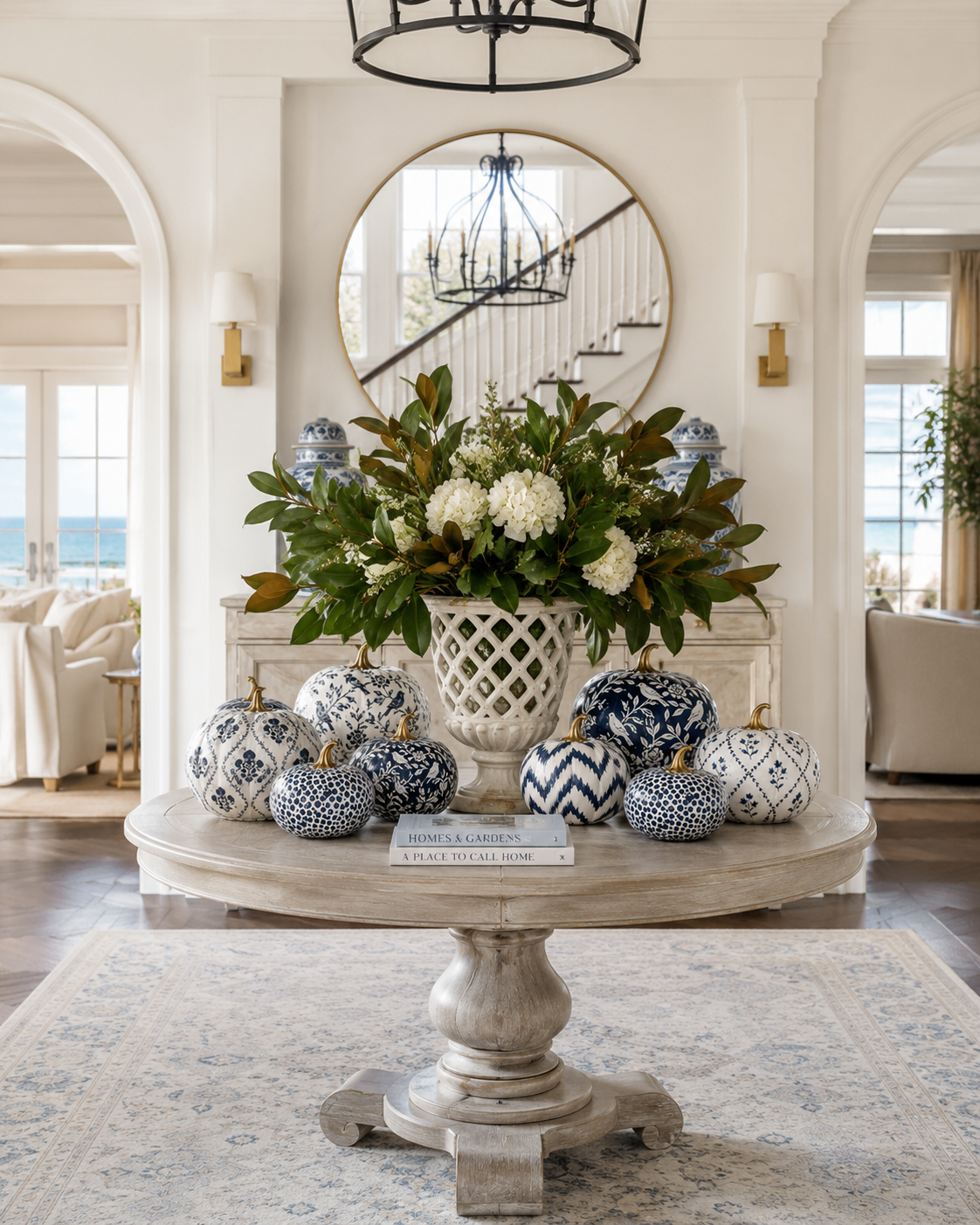 Navy Meadow Sprig Pumpkin