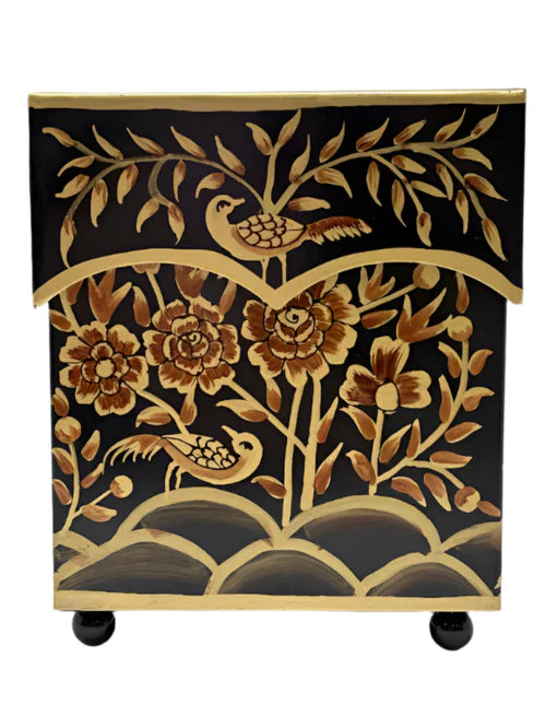Black & Gold PHEASANT Wastepaper Basket