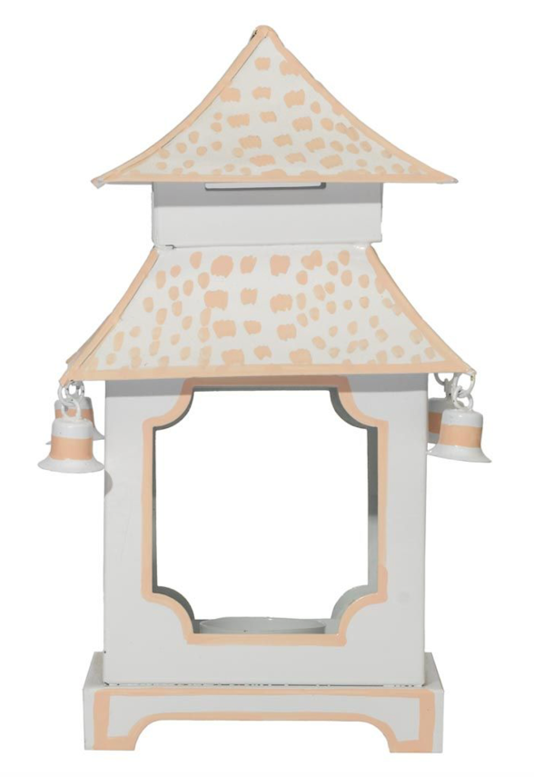 Pale Pink & White Polka Dot Pagoda Lantern