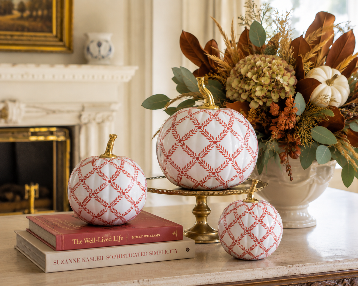 Rusty Red Trellis Pumpkin