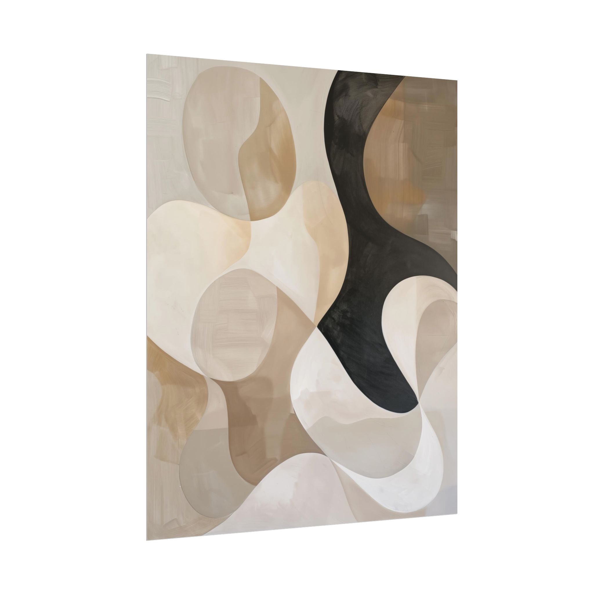 Abstract Curves Wall Art Print - Neutral and Black