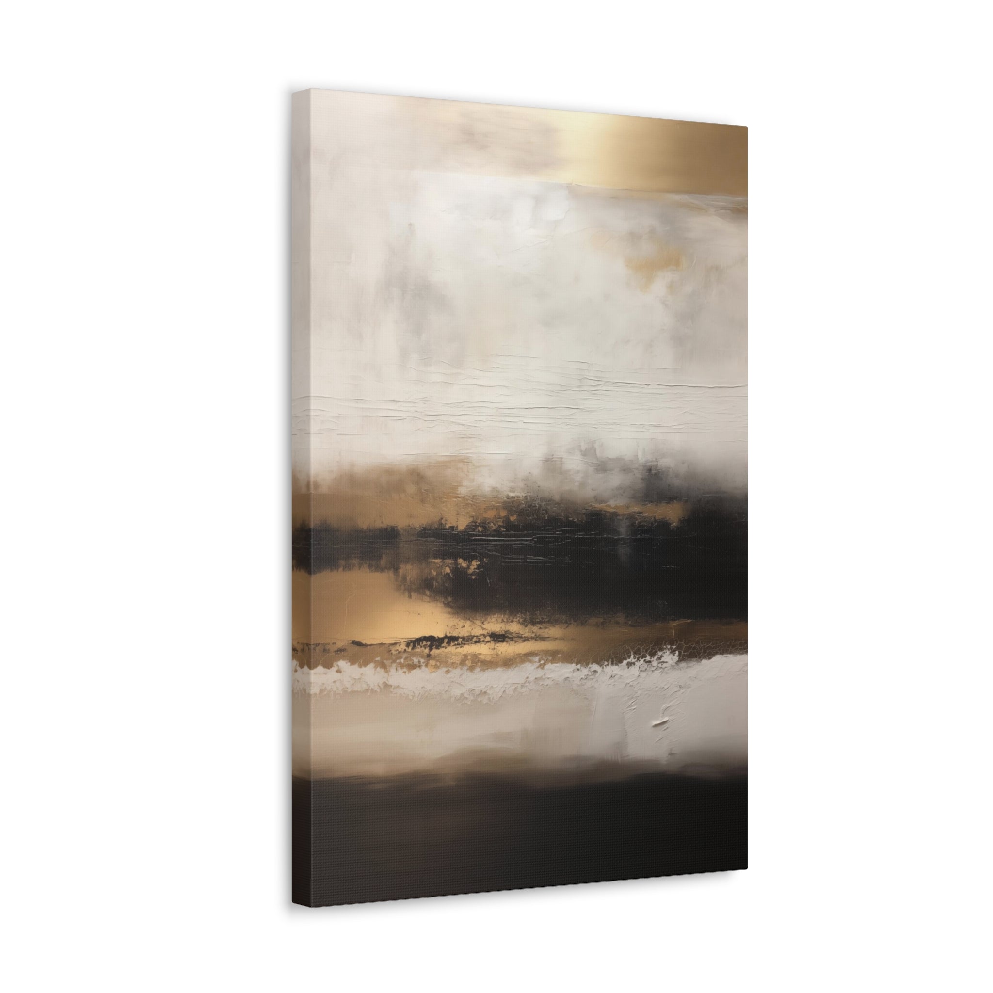 Abstract Neutral Wall Art - Canvas Print Gallery Wrap - Charred Concrete & Ochre