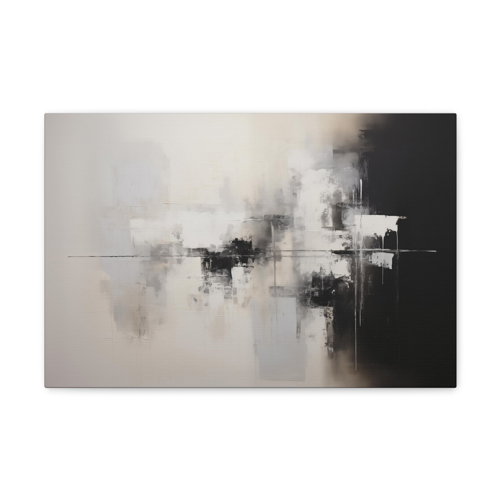 Abstract Neutral Wall Art - Canvas Print Gallery Wrap - Edgy Two-Toned Neutral and Black