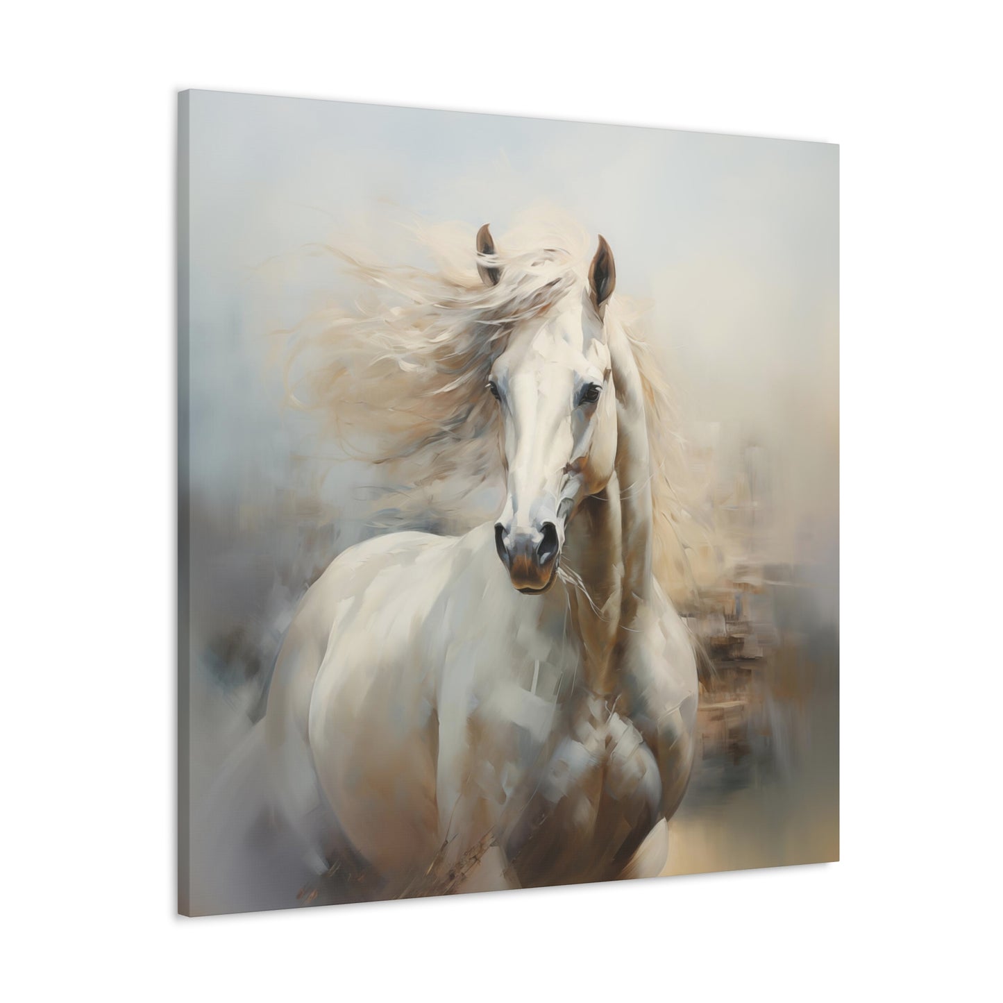 White Horse Wall Art - Canvas Print Gallery Wrap - Illustration