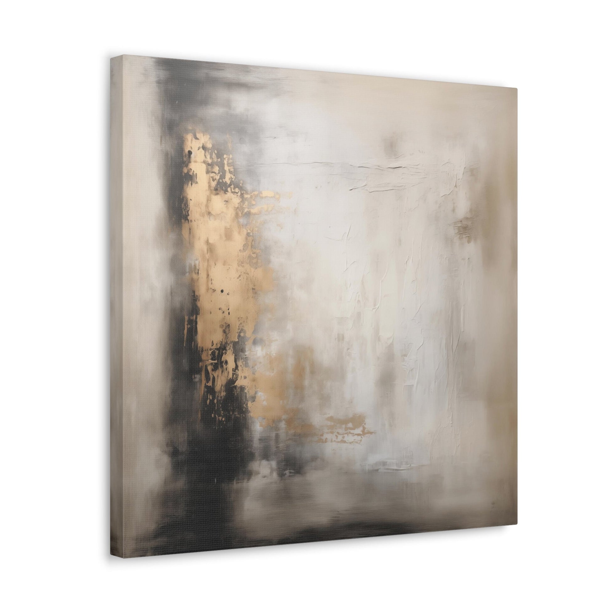 Abstract Neutral Wall Art - Canvas Print Gallery Wrap - Charred Concrete & Ochre