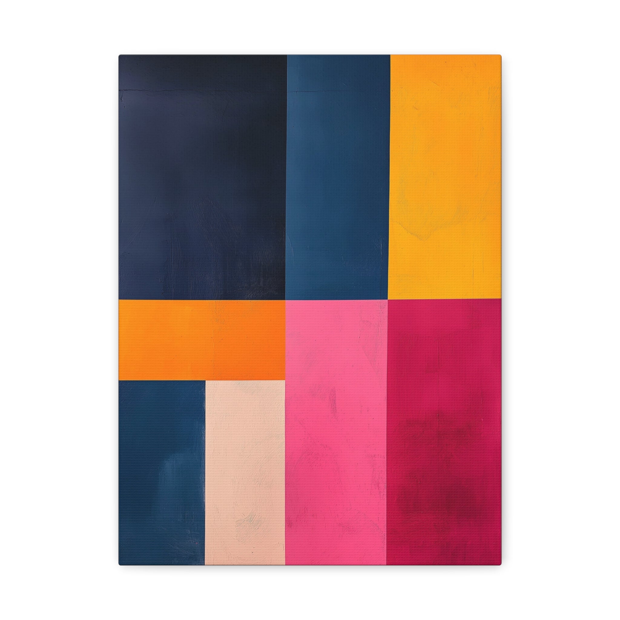 Color Block Wall Art, Navy, Pink and Orange - Canvas Print Gallery Wrap