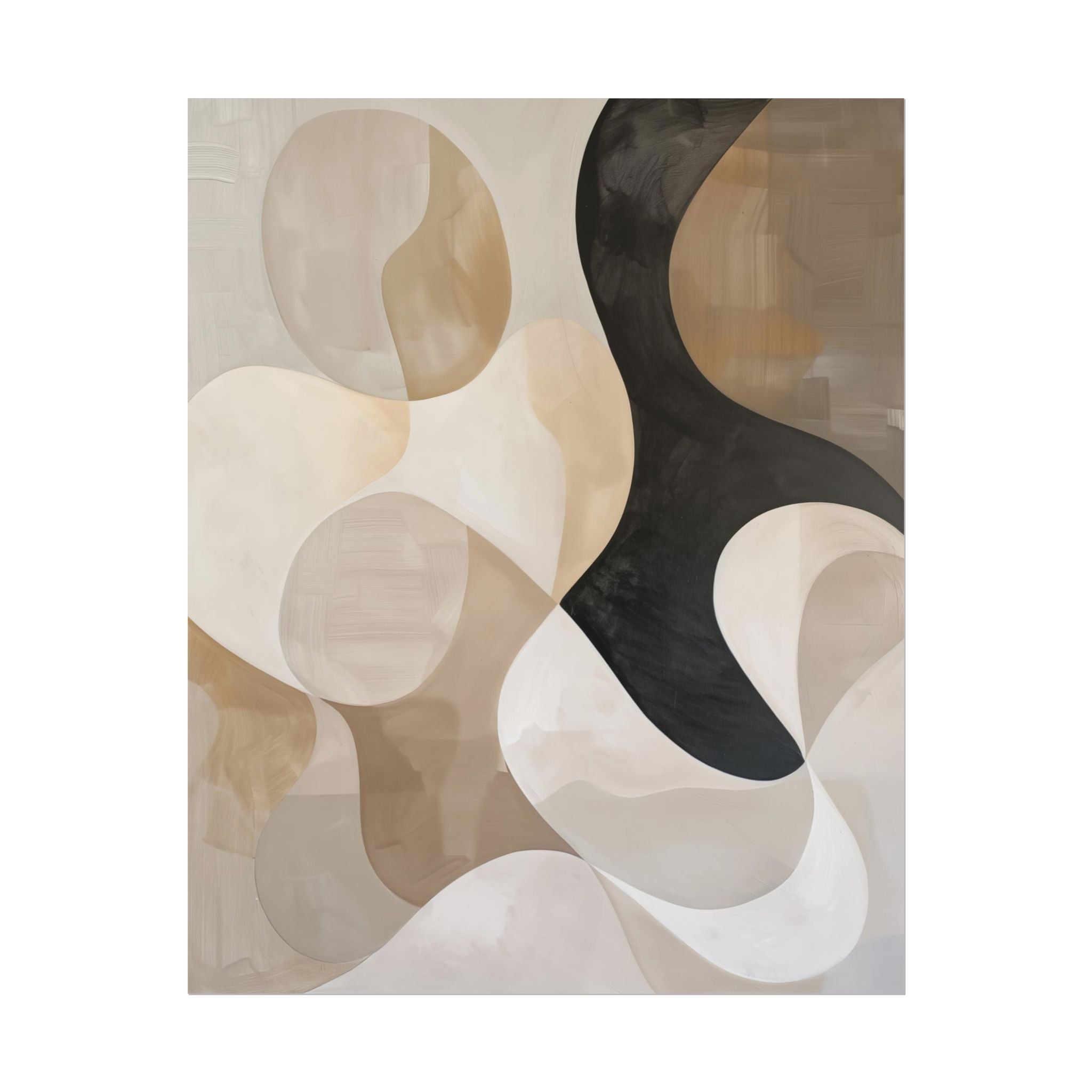 Abstract Curves Wall Art Print - Neutral and Black