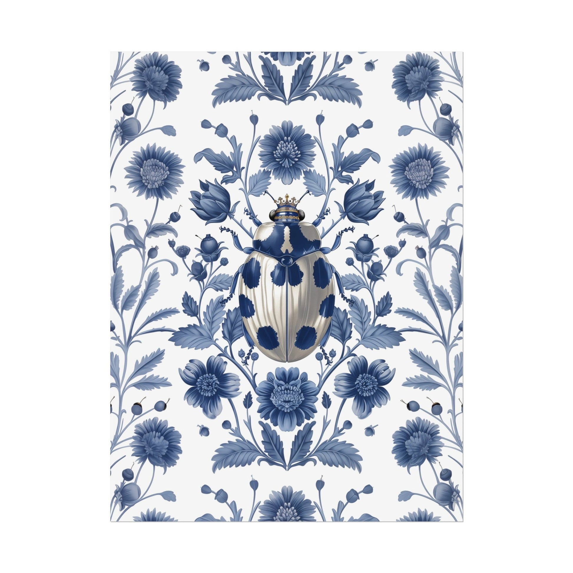 Chinoiserie Wall Art Print - Ladybug in Blue and White