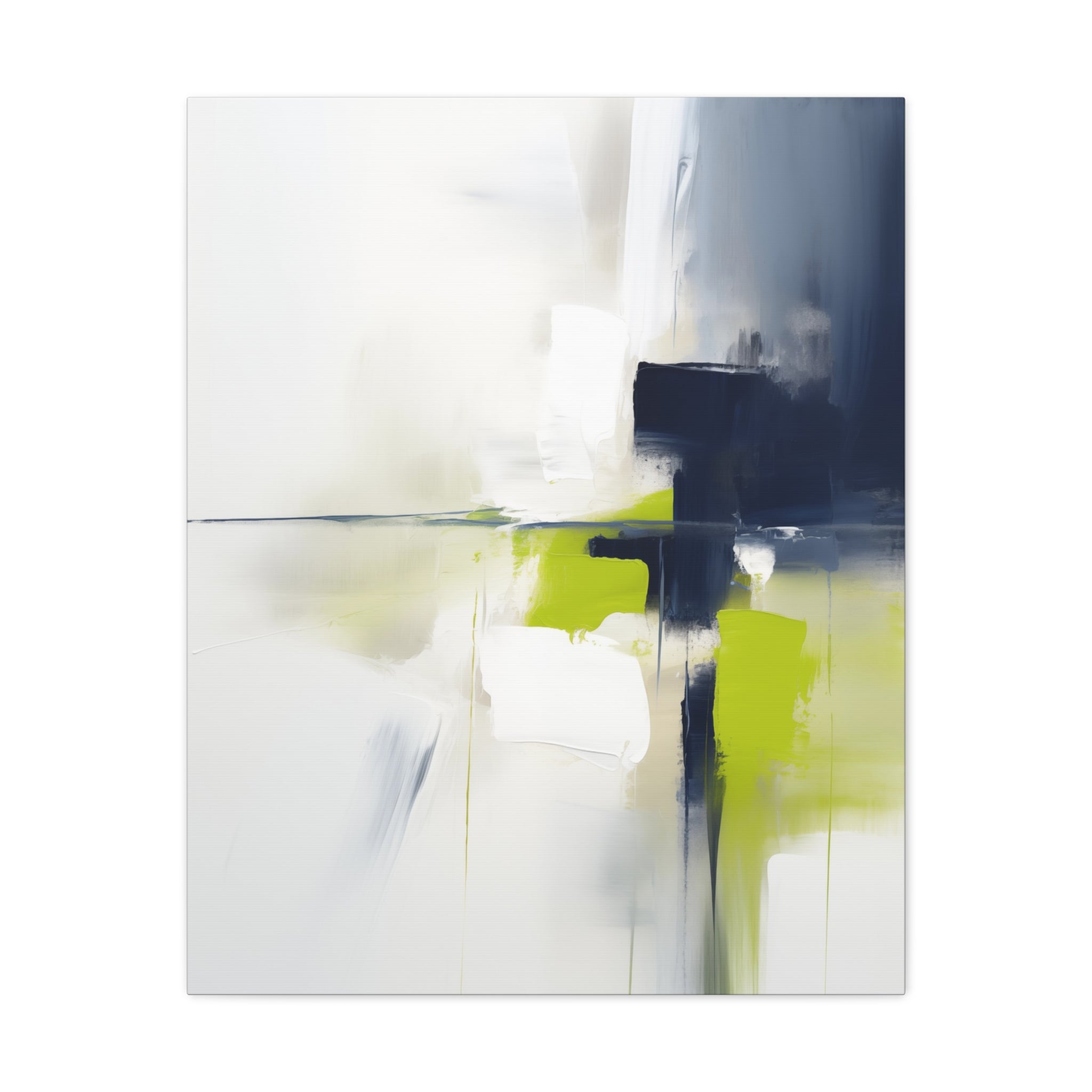 Abstract Wall Art - Canvas Gallery Wraps - Navy Blue and Lime