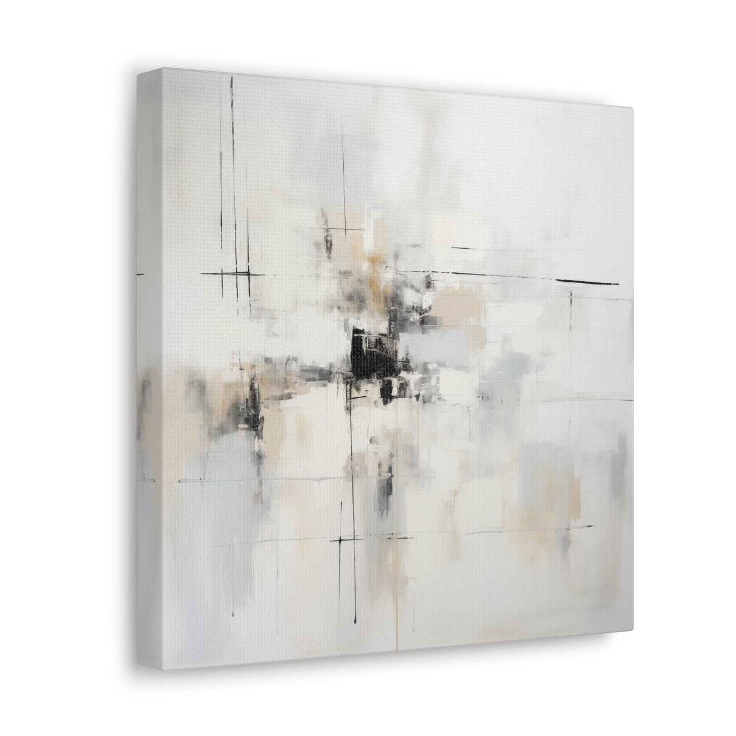 White Abstract Wall Art - Canvas Print Gallery Wrap - Neutral and Light Gray Palette