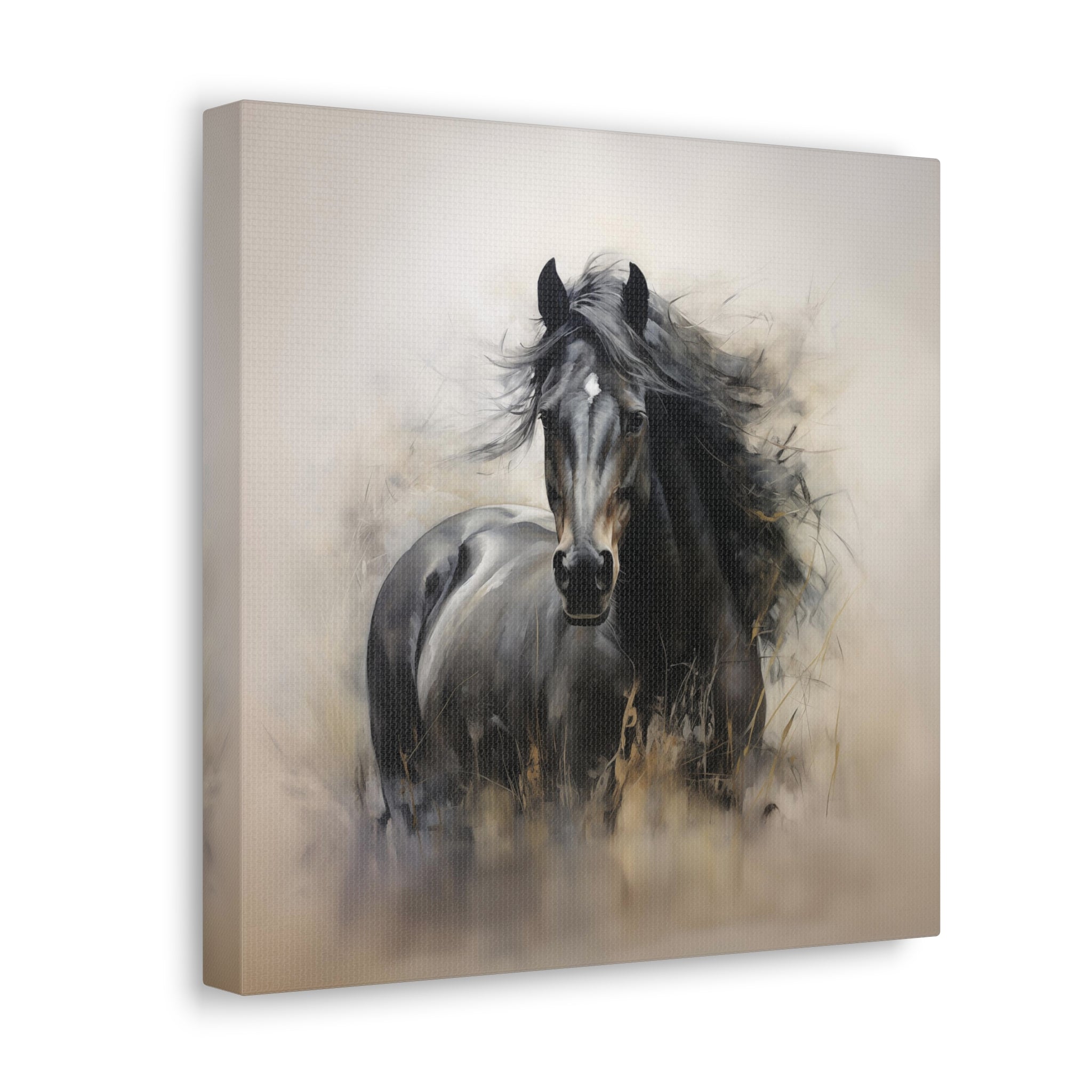 Wild Black Horse Wall Art - Canvas Print Gallery Wrap