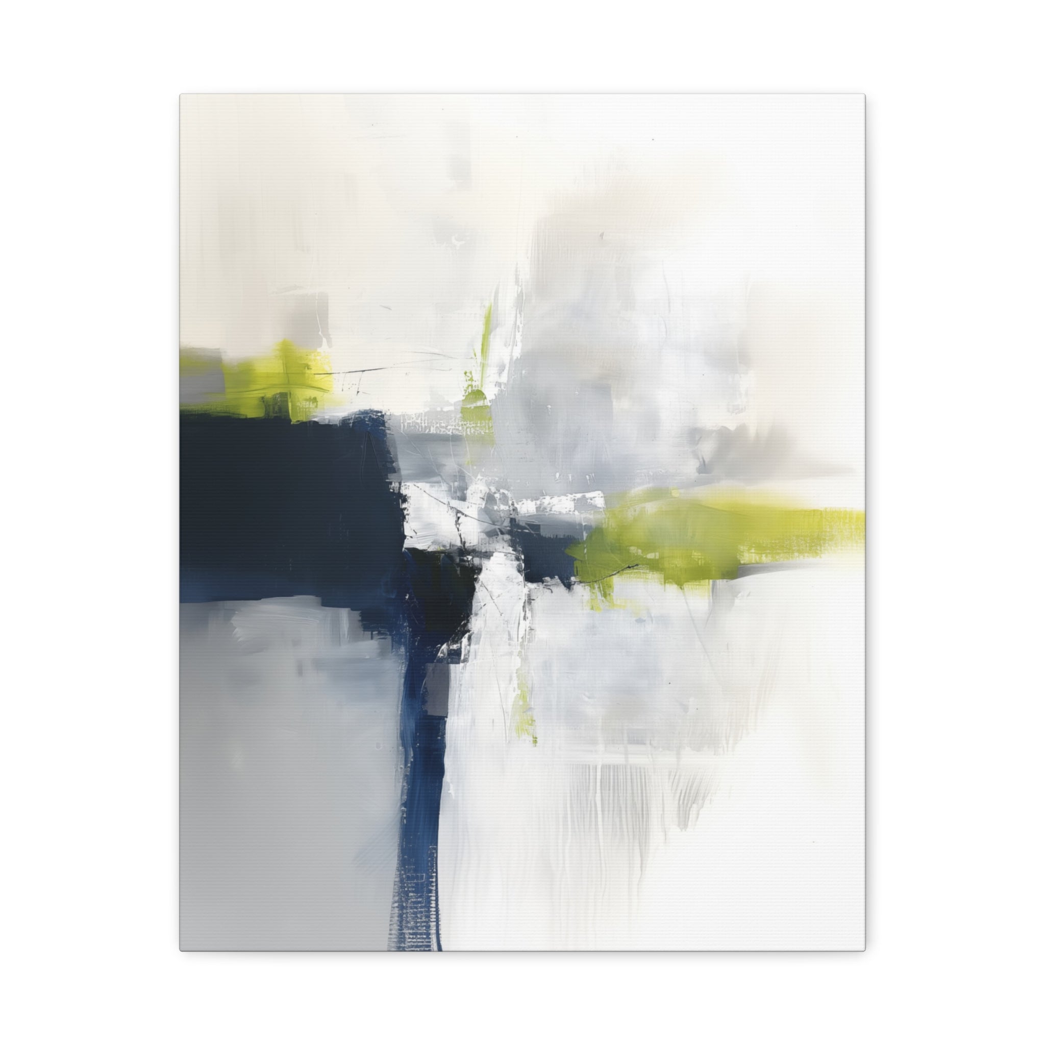 Abstract Wall Art - Canvas Print Gallery Wrap - Navy Blue and Lime