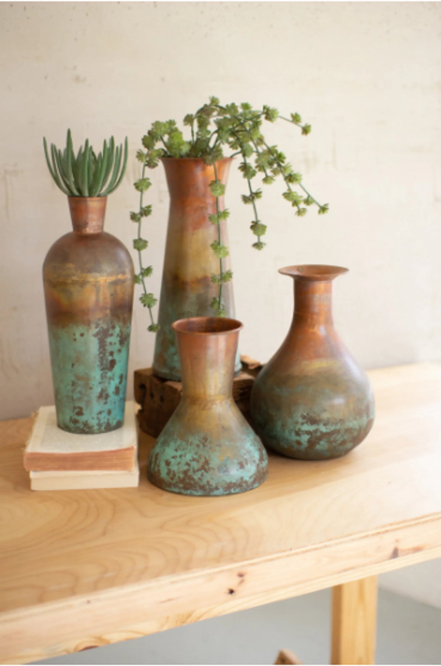 Two-Toned Copper Vases Set of Four