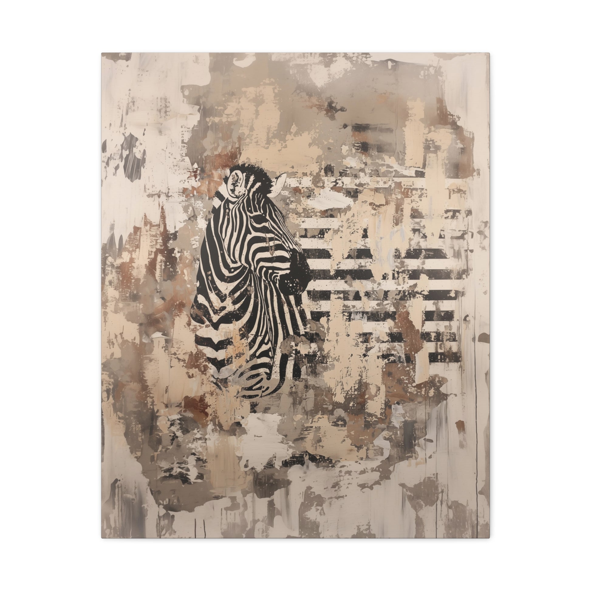 Zebra Wall Art - Canvas Print Gallery Wrap - Neutral Stripes