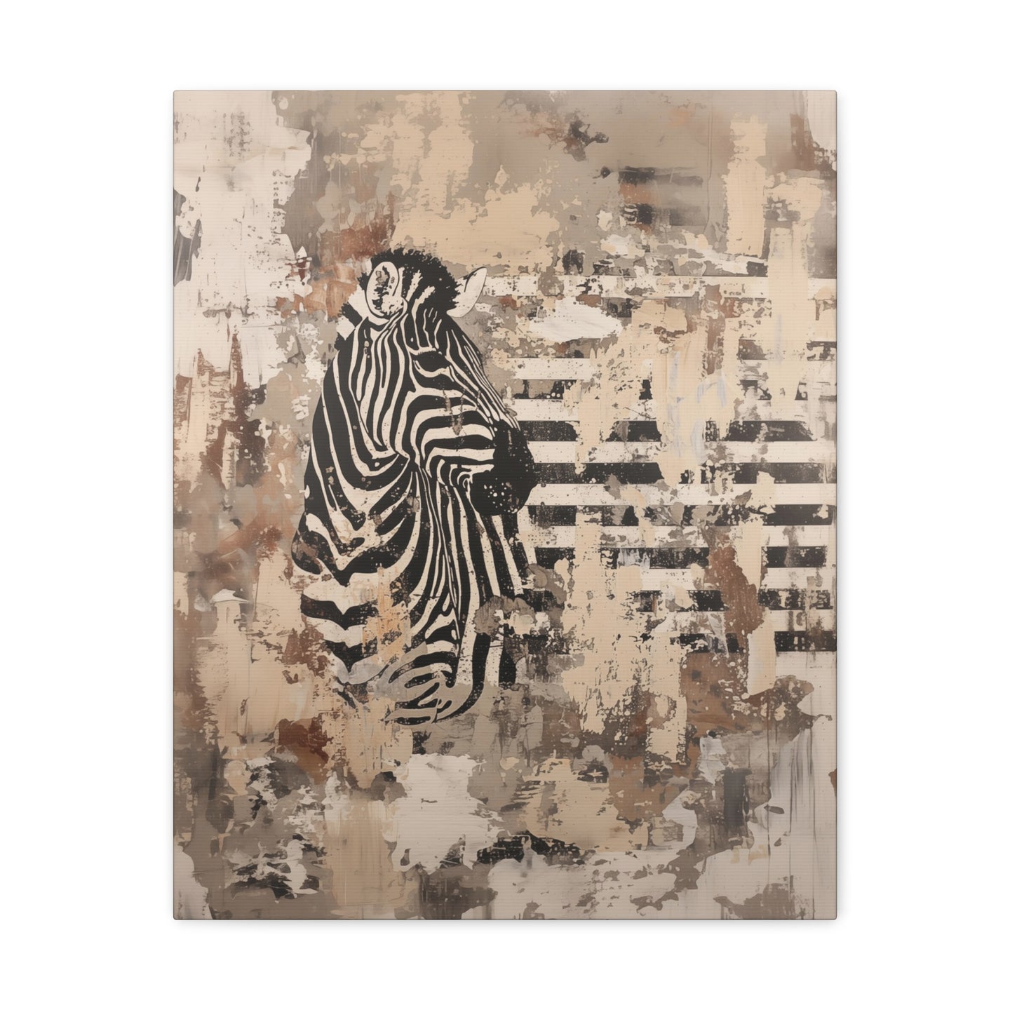 Zebra Neutral Stripes - Wall Art - Canvas Print Gallery Wrap