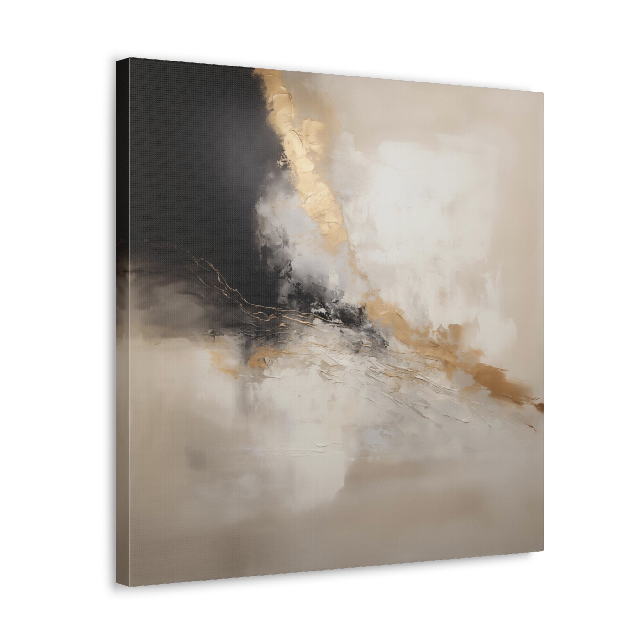 Abstract Neutral Wall Art - Canvas Print Gallery Wrap - Charred Concrete & Ochre