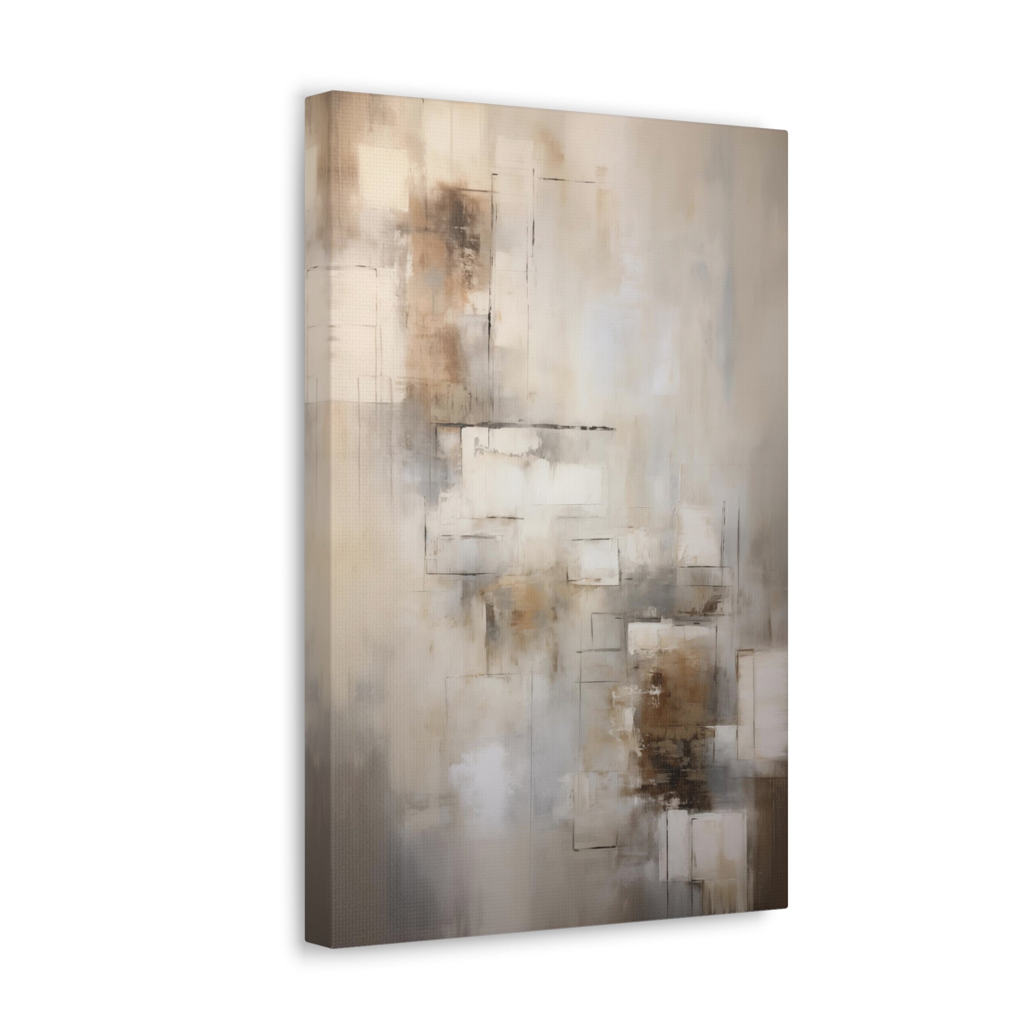 Abstract Neutral Wall Art - Canvas Print Gallery Wrap - Staggered Blocks