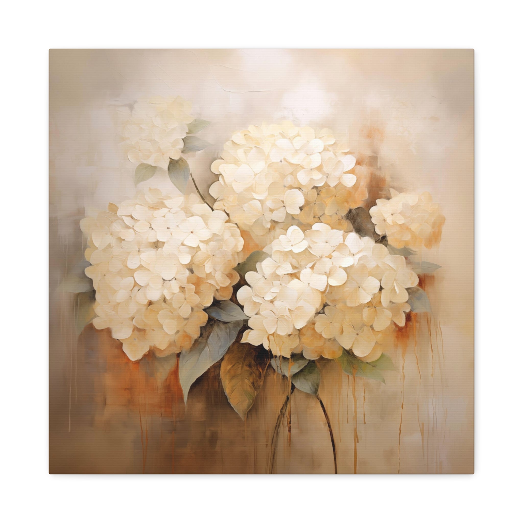 White Hydrangeas Wall Art - Canvas Print Gallery Wrap - Still Life