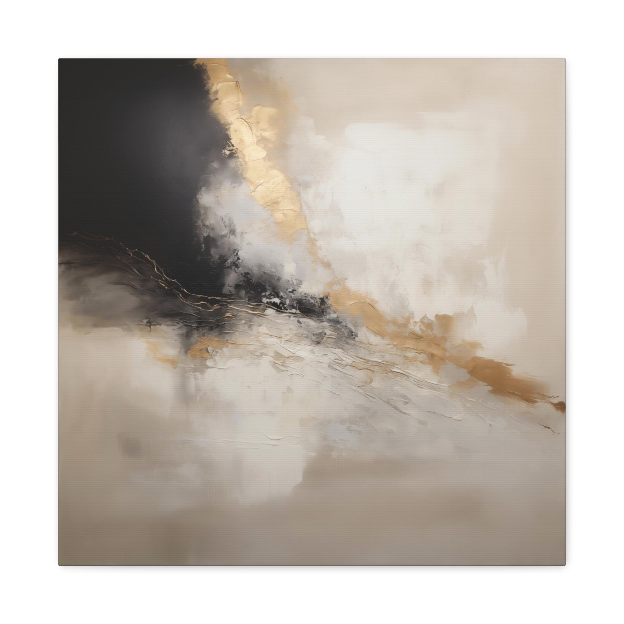 Abstract Neutral Wall Art - Canvas Print Gallery Wrap - Charred Concrete & Ochre