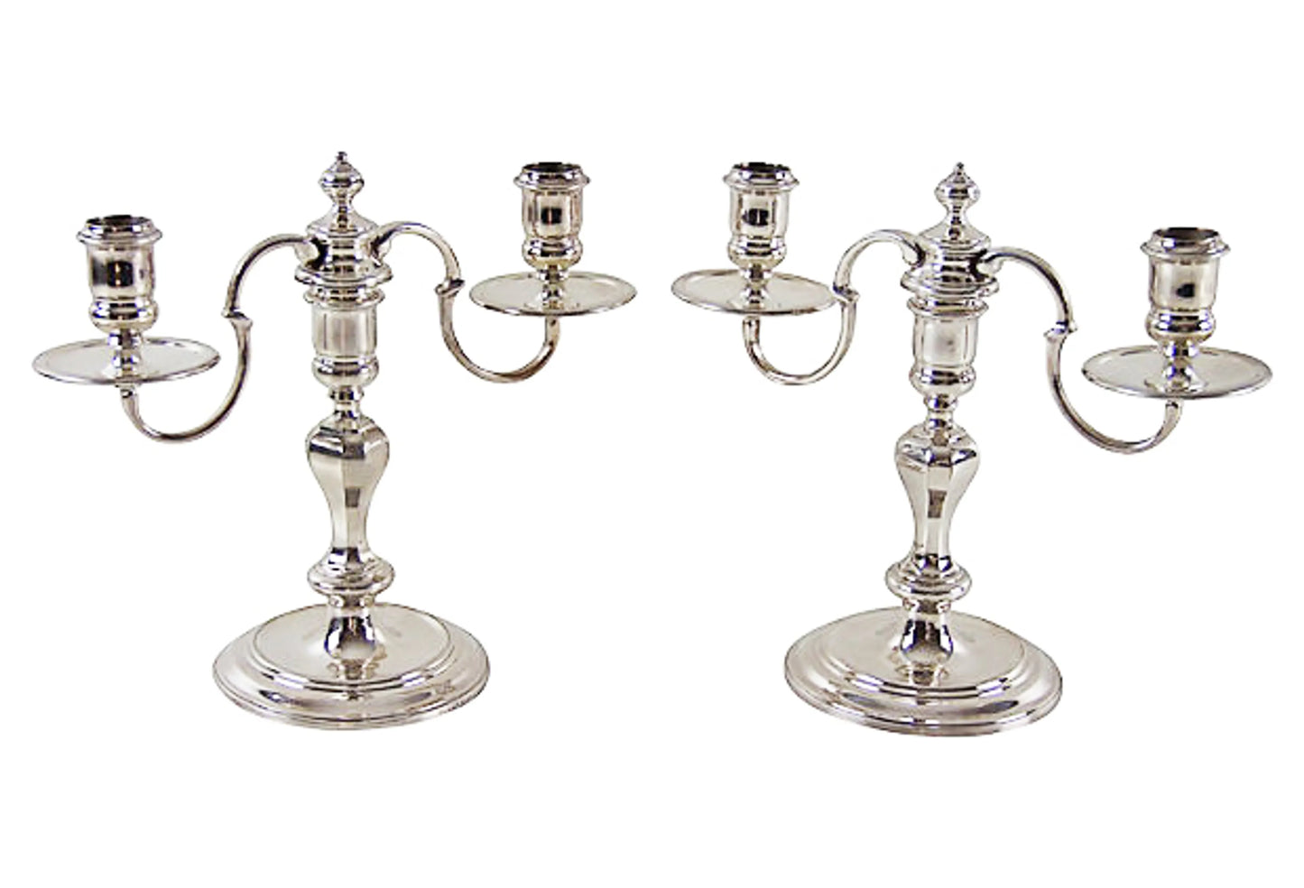 Antique Pair 2 Light Candelabra English Silver Plate C.1890