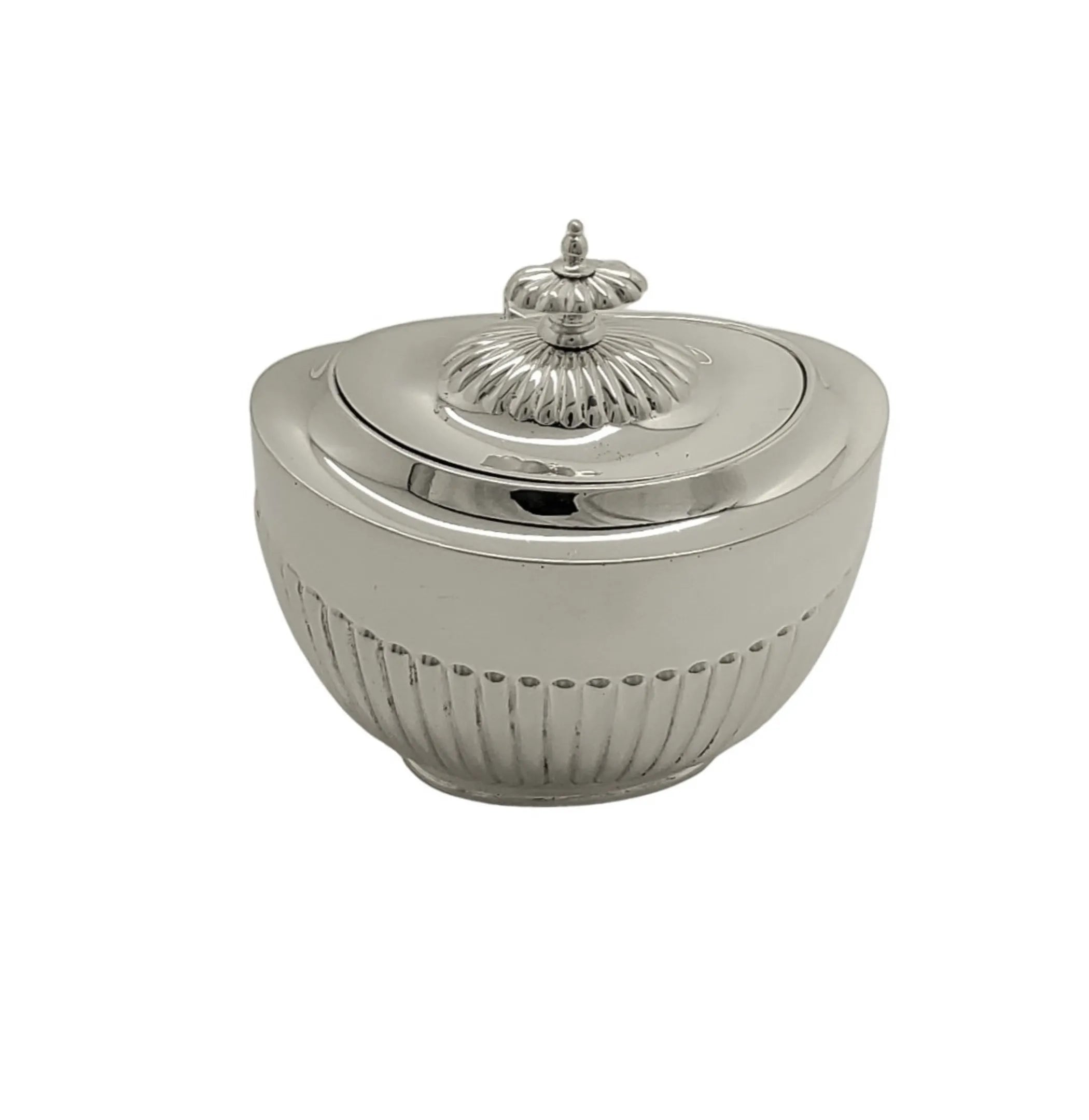Antique English Silver Plate Oval Fluted Tea Caddy – c. 1880