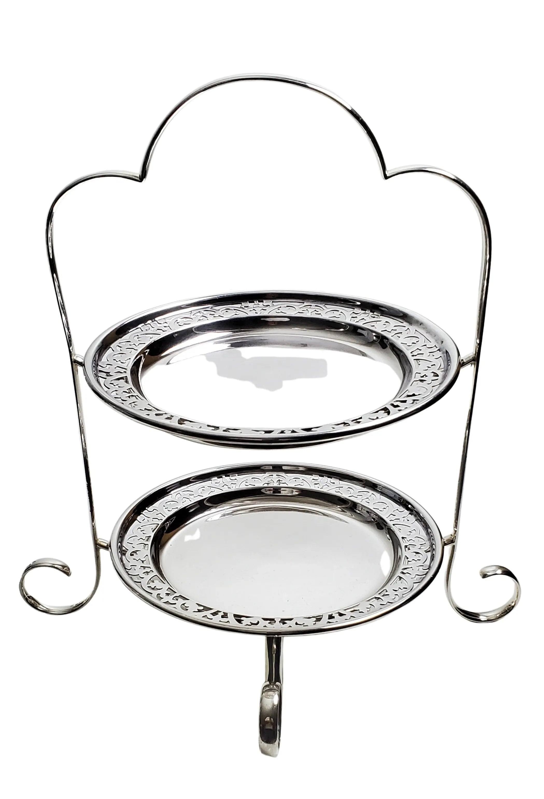 Antique 2 Tier Cake Stand English Silver Plate c.1890