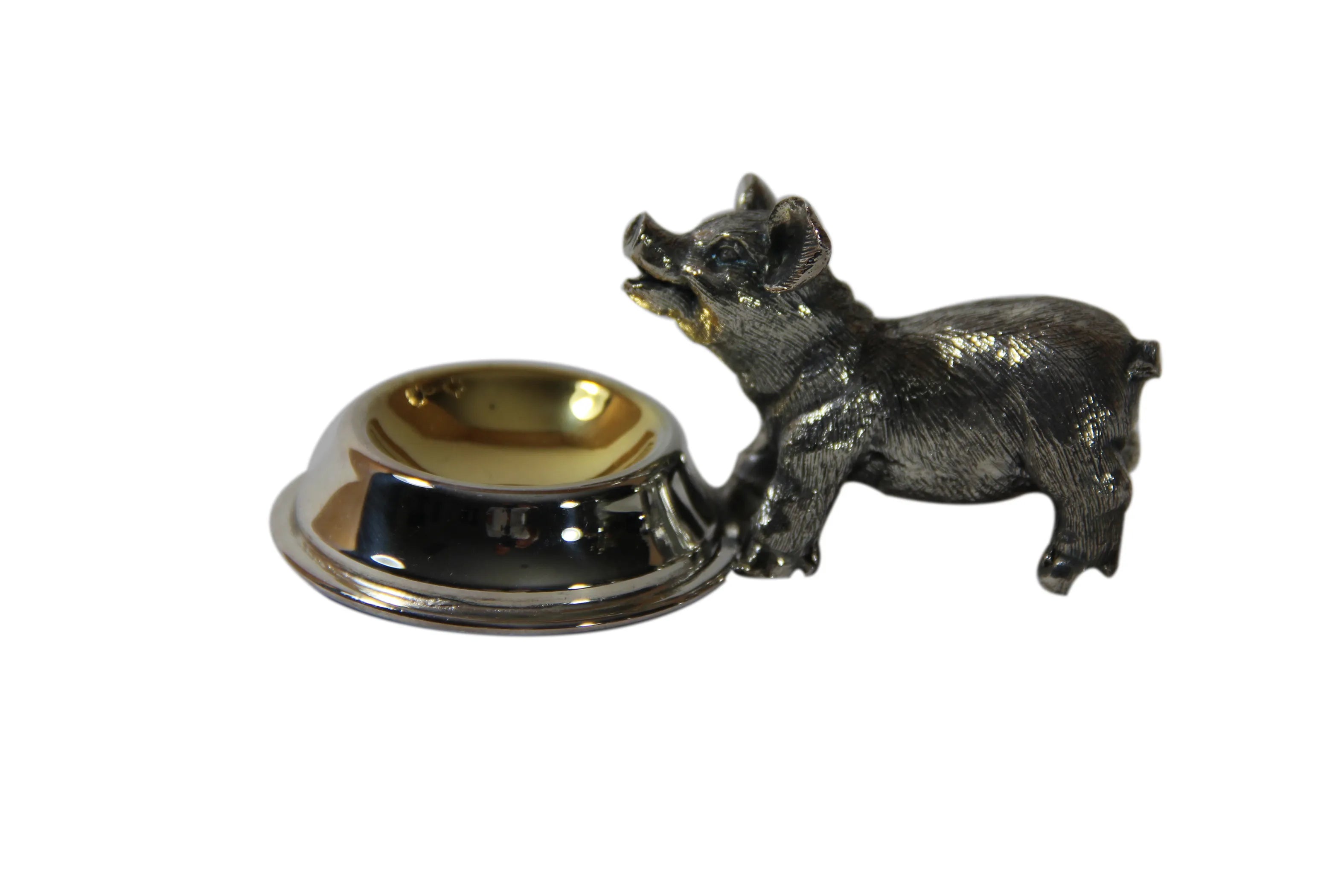English Silver Plate Pig Salt with Spoon by Corbell & Co