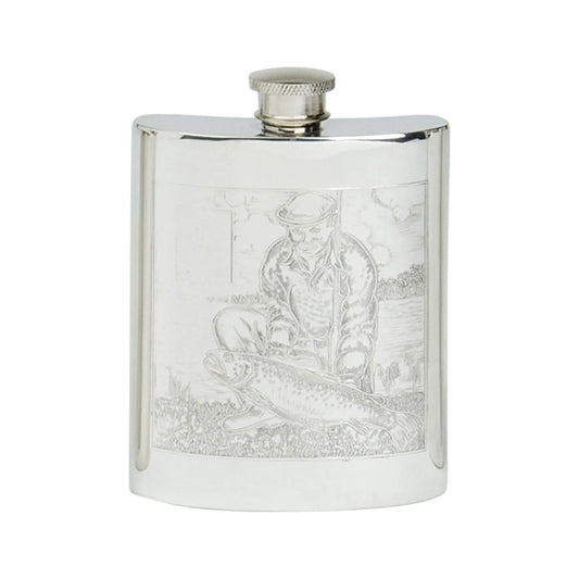 Fishing Scene Pewter Flask 6oz