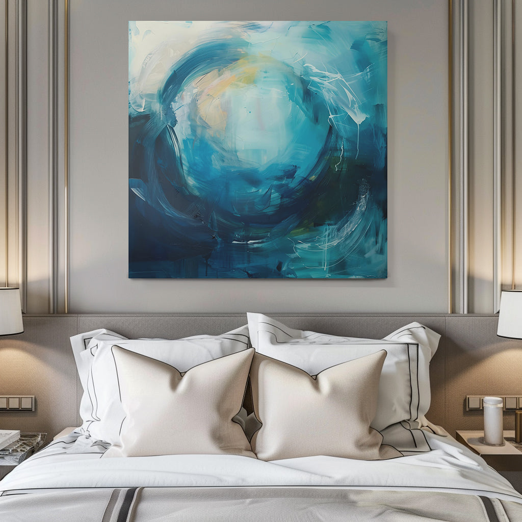 Abstract Wall Art - Canvas Print Gallery Wrap - Large Blue Circle