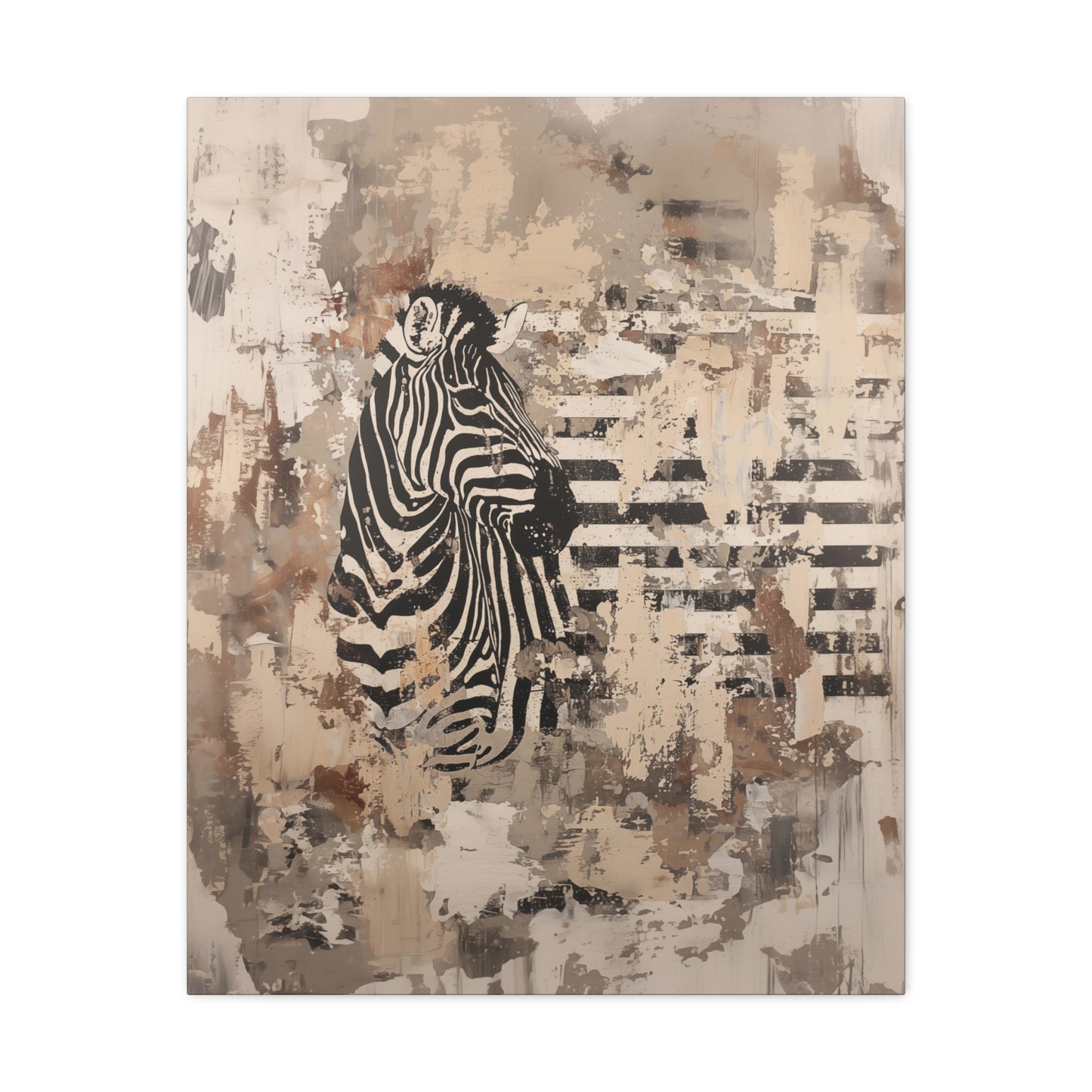 Zebra Neutral Stripes - Wall Art - Canvas Print Gallery Wrap