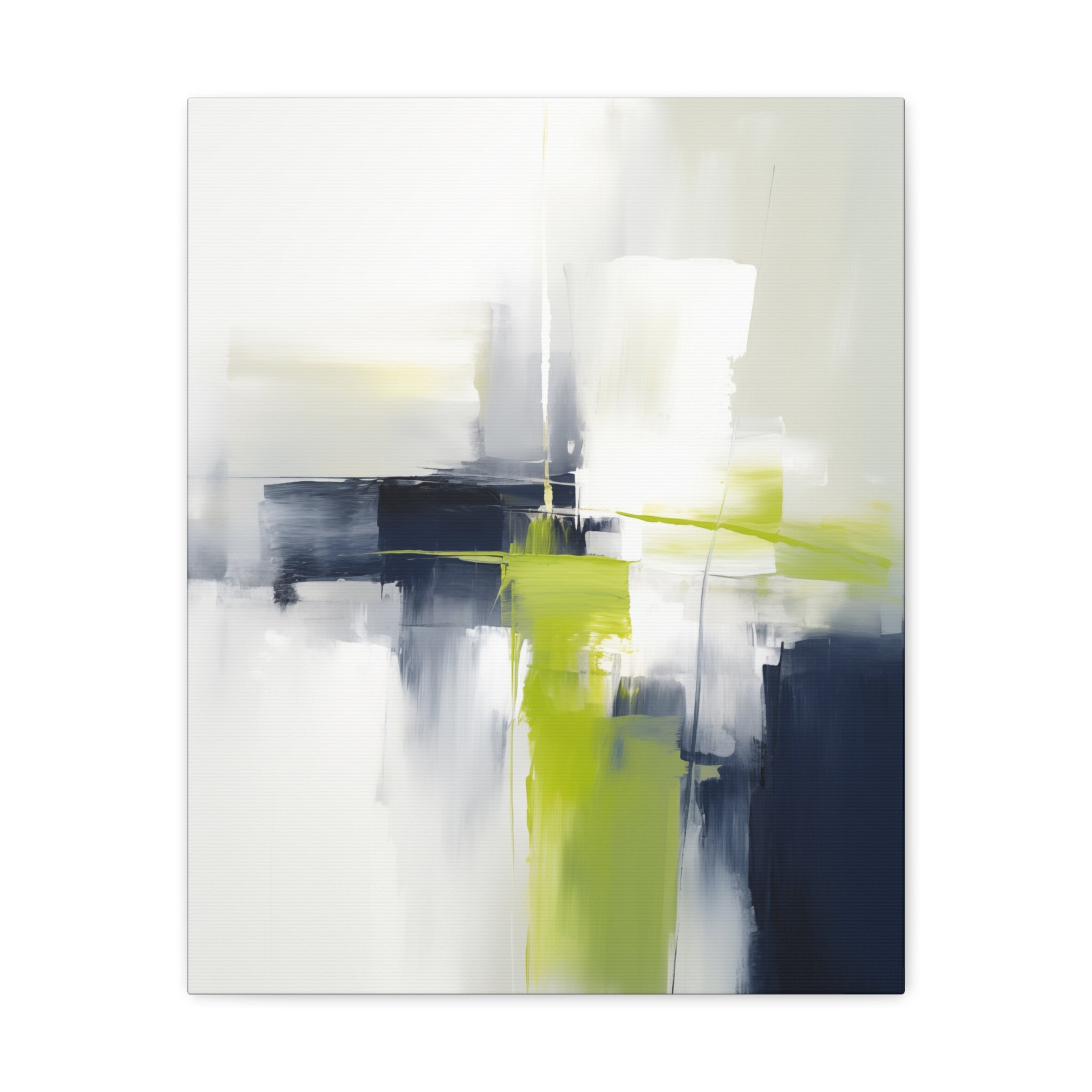 Abstract Wall Art - Canvas Print Gallery Wrap - Navy Blue and Lime