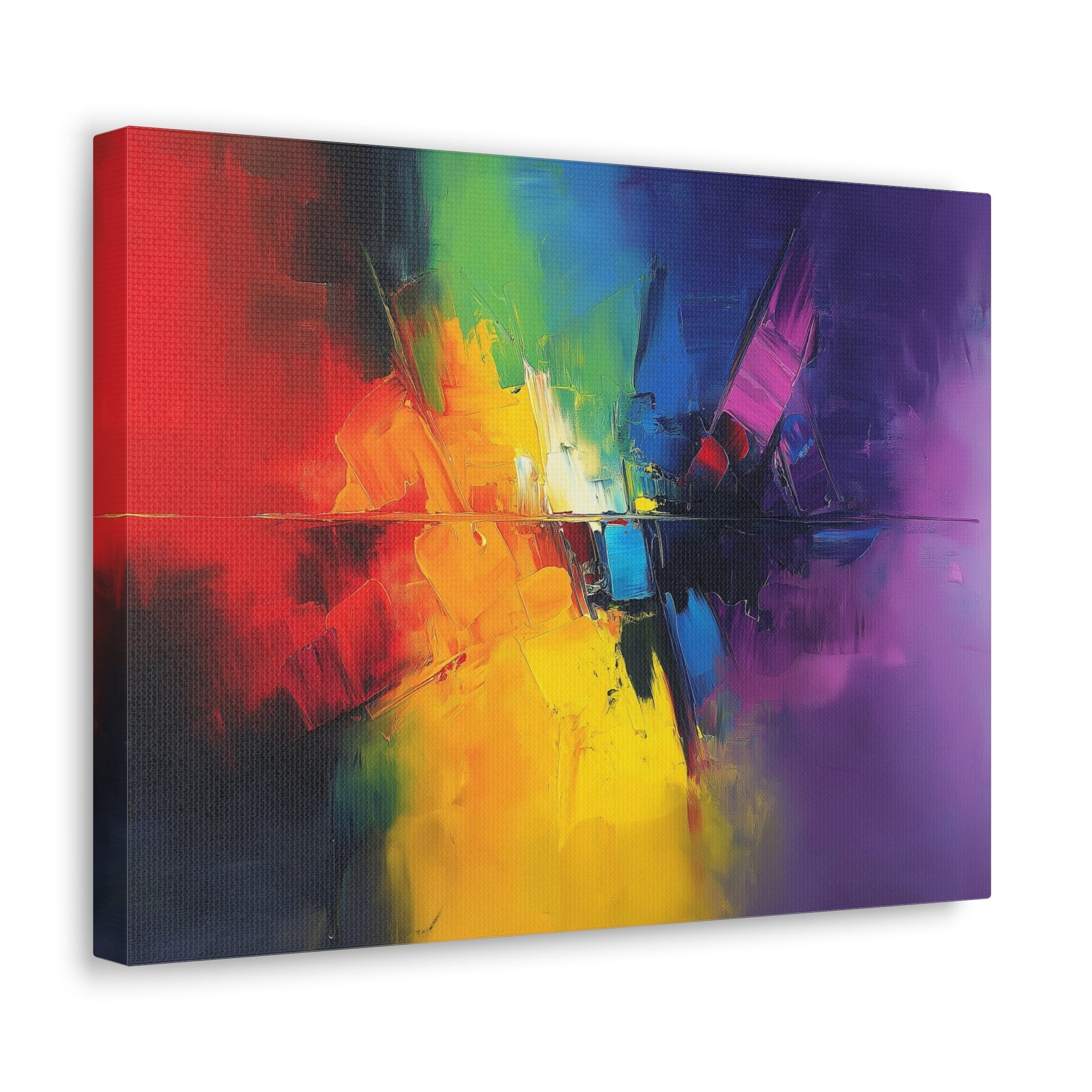 Colorful Abstract Wall Art - Canvas Print Gallery Wrap - Rainbow Impasto II - Horizontal