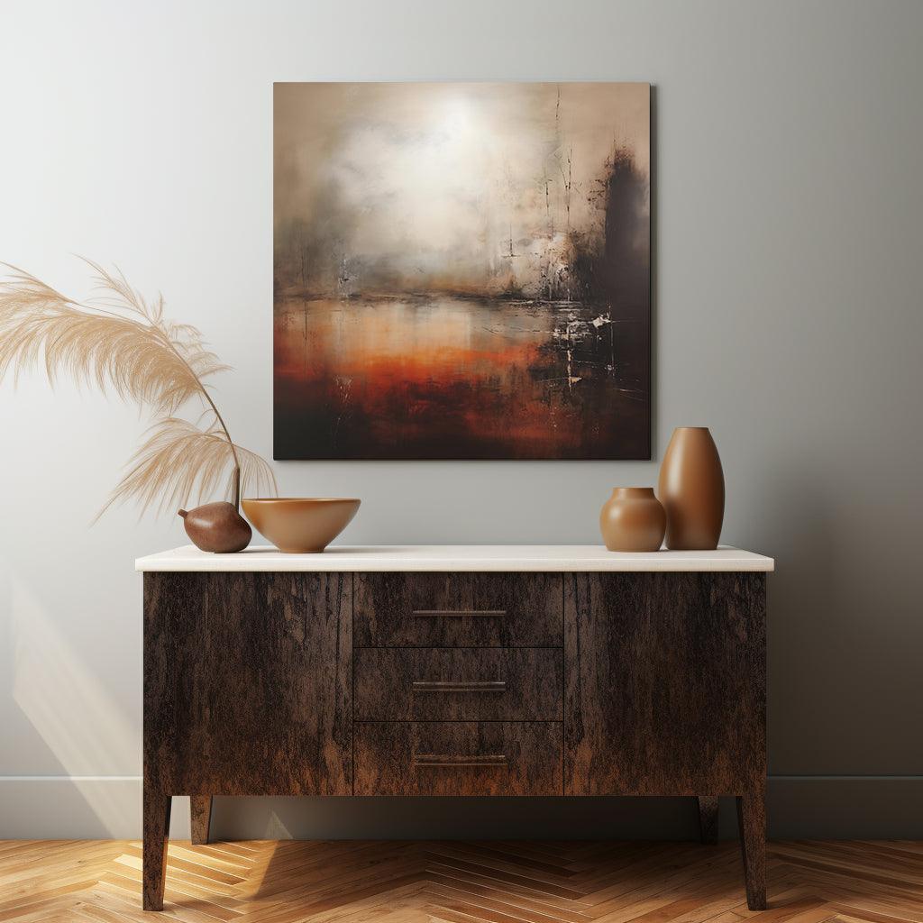 Abstract Misty Haze Wall Art - Canvas Print Gallery Wrap - Brown and Orange