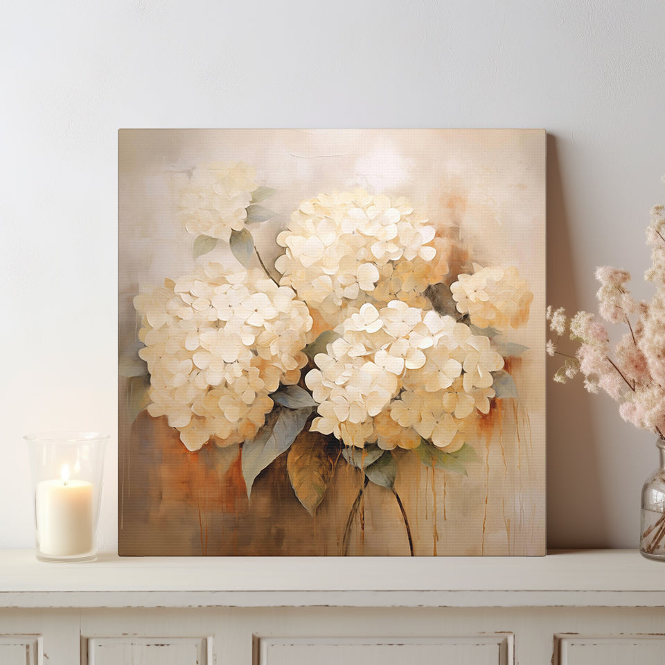 White Hydrangeas Wall Art - Canvas Print Gallery Wrap - Still Life