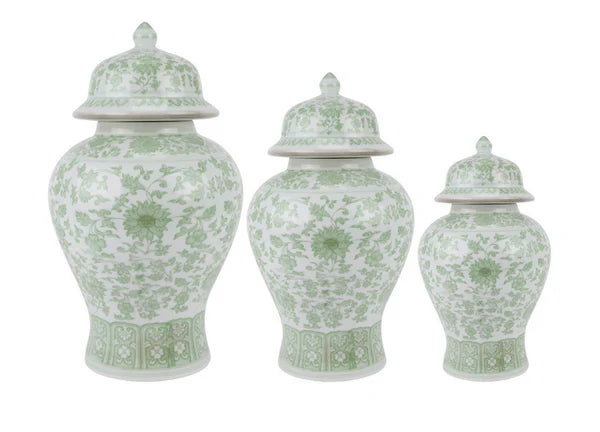 Soft Green Floral Jar (3 Sizes)