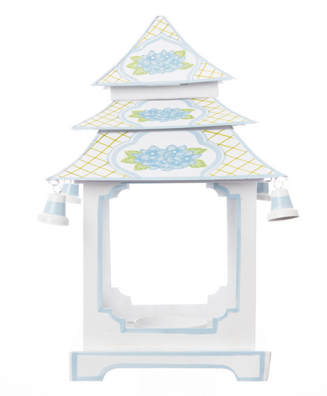 Hydrangea Leaf Pagoda Lantern (Blue Trim)