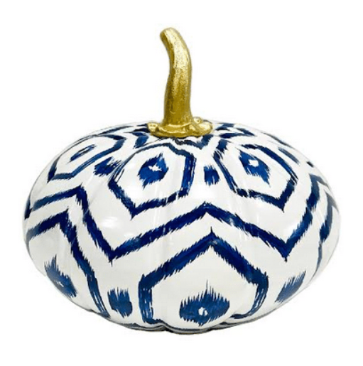 White Pumpkin with Blue Geometric