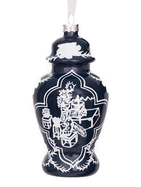 Navy Trellis Jar