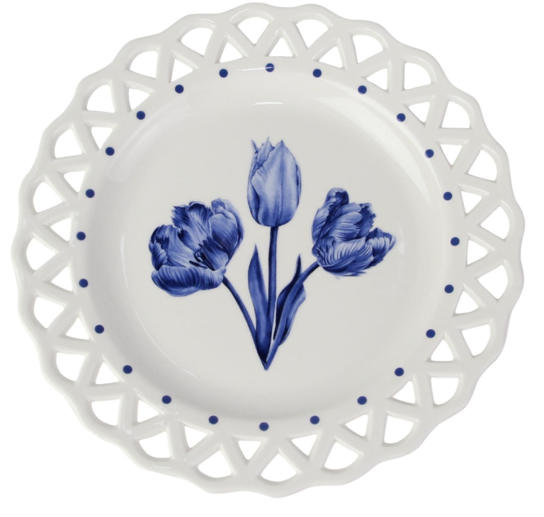 Tulip Salad Plate with Intricate Pierced Border