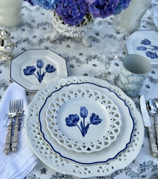 Tulip Salad Plate with Intricate Pierced Border