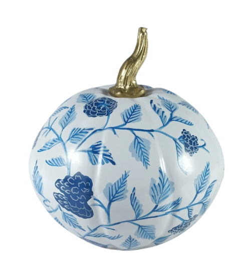 White Pumpkin with Blue Floral