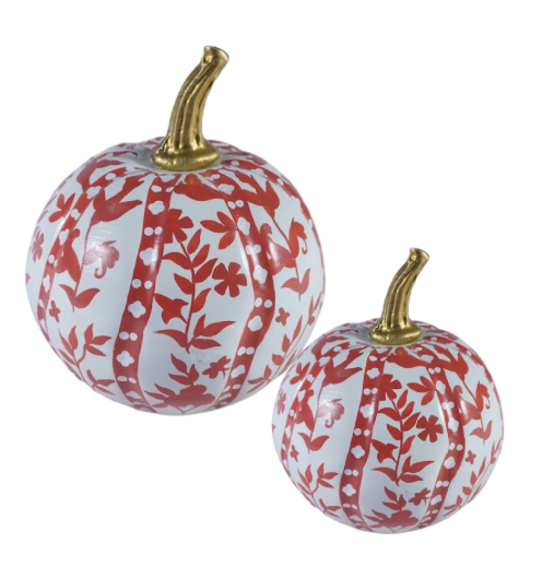 Rusty Red Floral and Vine Pumpkin